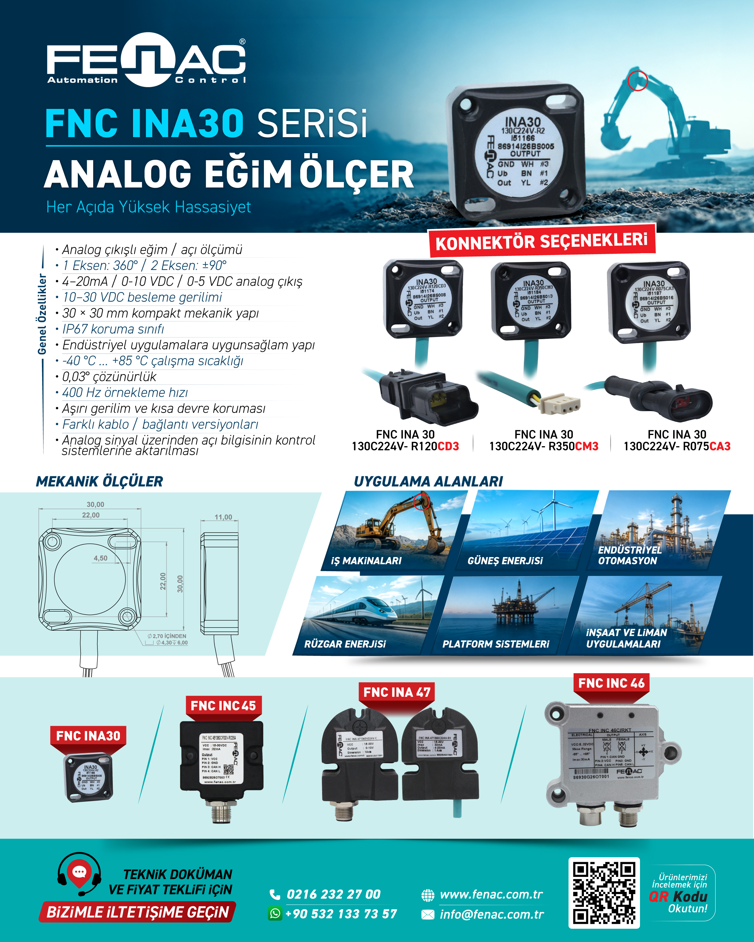 FENAC FNC INA30 Analog Eğim Ölçer: Teknik Özellikleri ve Kullanım Alanları