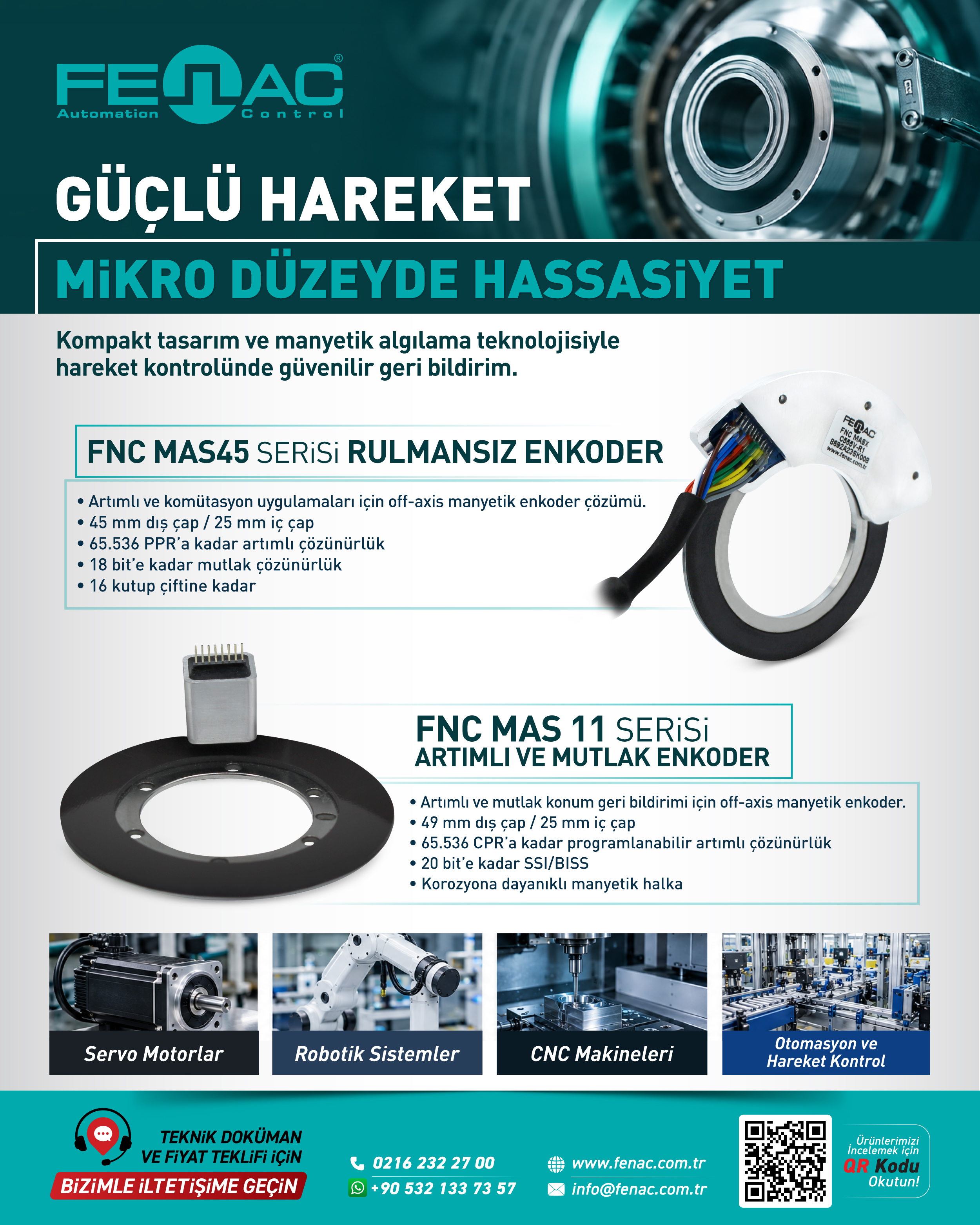 FENAC FNC MAS45 ve FNC MAS 11 Serisi Manyetik Enkoderler: Mikro Düzeyde Hassasiyet