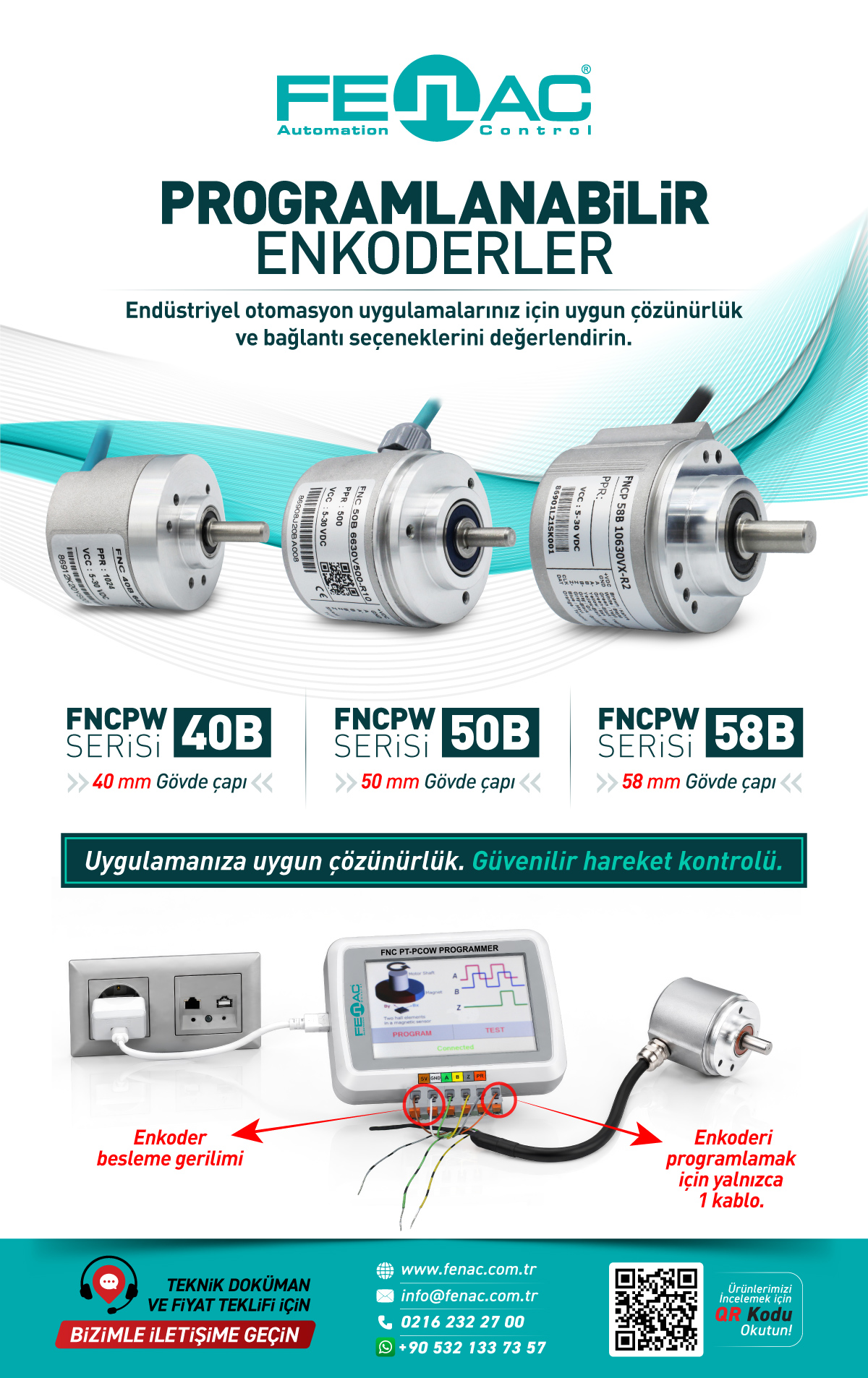 FENAC FNCPW 40B, 50B ve 58B Programlanabilir Enkoderler ve FNC PT-PCOW Programlama Cihazı
