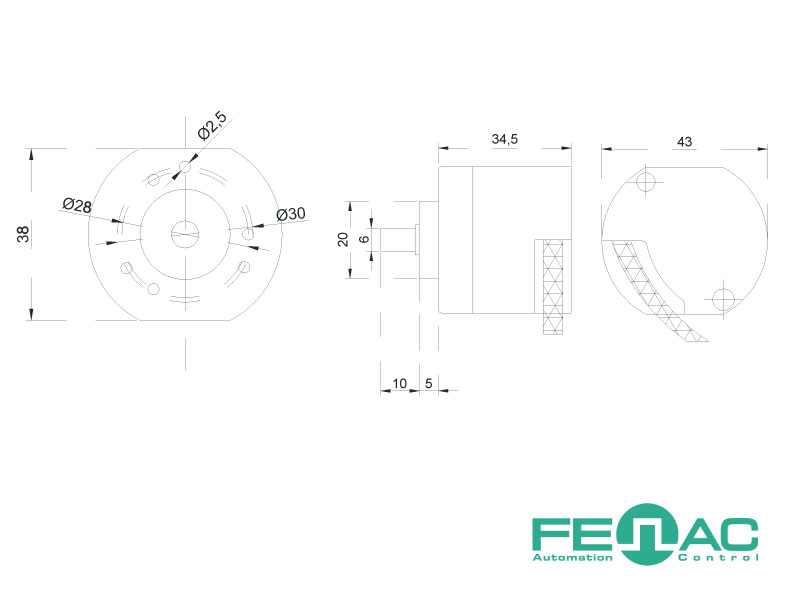 5-30V in/Out 5mm Solid Shaft Fenac FNC 40B 5630V1000-A2 Incremental Encoder 40mm Body Diameter 1000PPR Clamping Flange 6 Channel 2m Cable