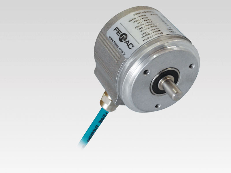 6 Channel End Hollow Shaft 10mm 100PPR Fenac FNC 58E 10630V100-R2 Incremental Encoder 58mm Body Diameter 5-30V in/Out 2m Cable 